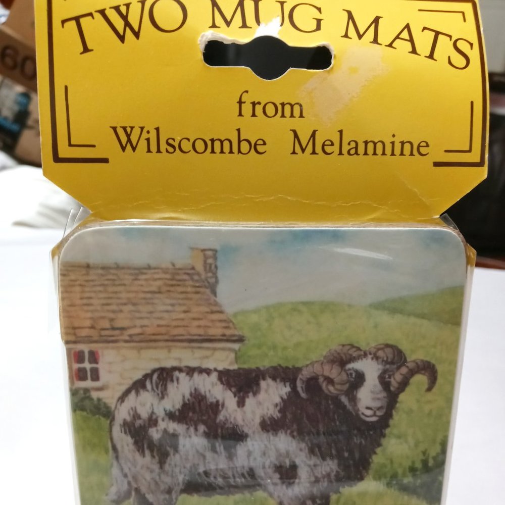 Vintage Two Mug Mats Wilscombe Melamine Coasters NIB (Packaging)